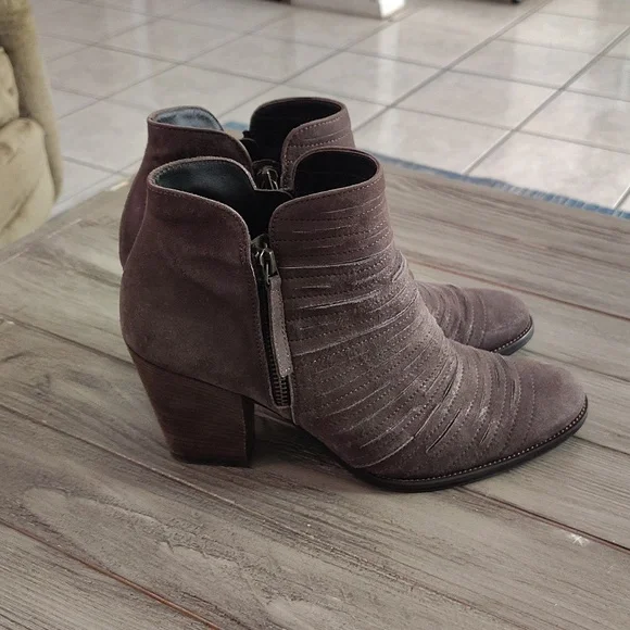 Paul Green Taupe Metalic Suede Ankle Booties Size Women's US 8.5
